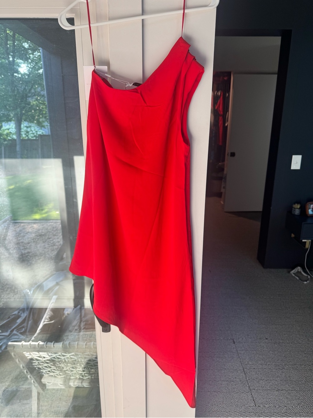 Anthropologie one shoulder asymmetrical red dress size XS NWT